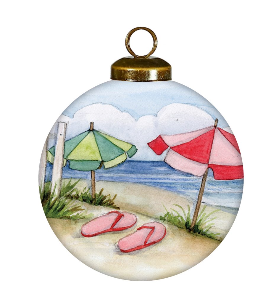 The Best Beach days Hand Painted Red Brown And Green Glass Ball Ornament HomeRoots