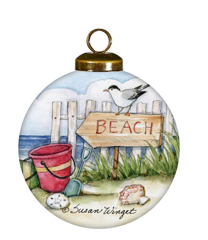 The Best Beach days Hand Painted Red Brown And Green Glass Ball Ornament HomeRoots