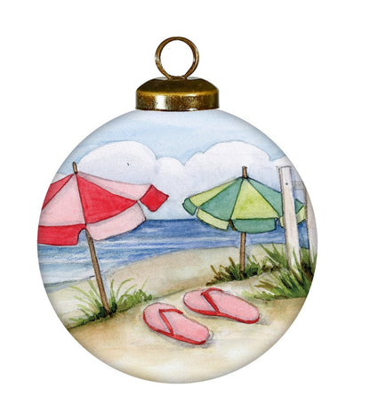 The Best Beach days Hand Painted Red Brown And Green Glass Ball Ornament HomeRoots