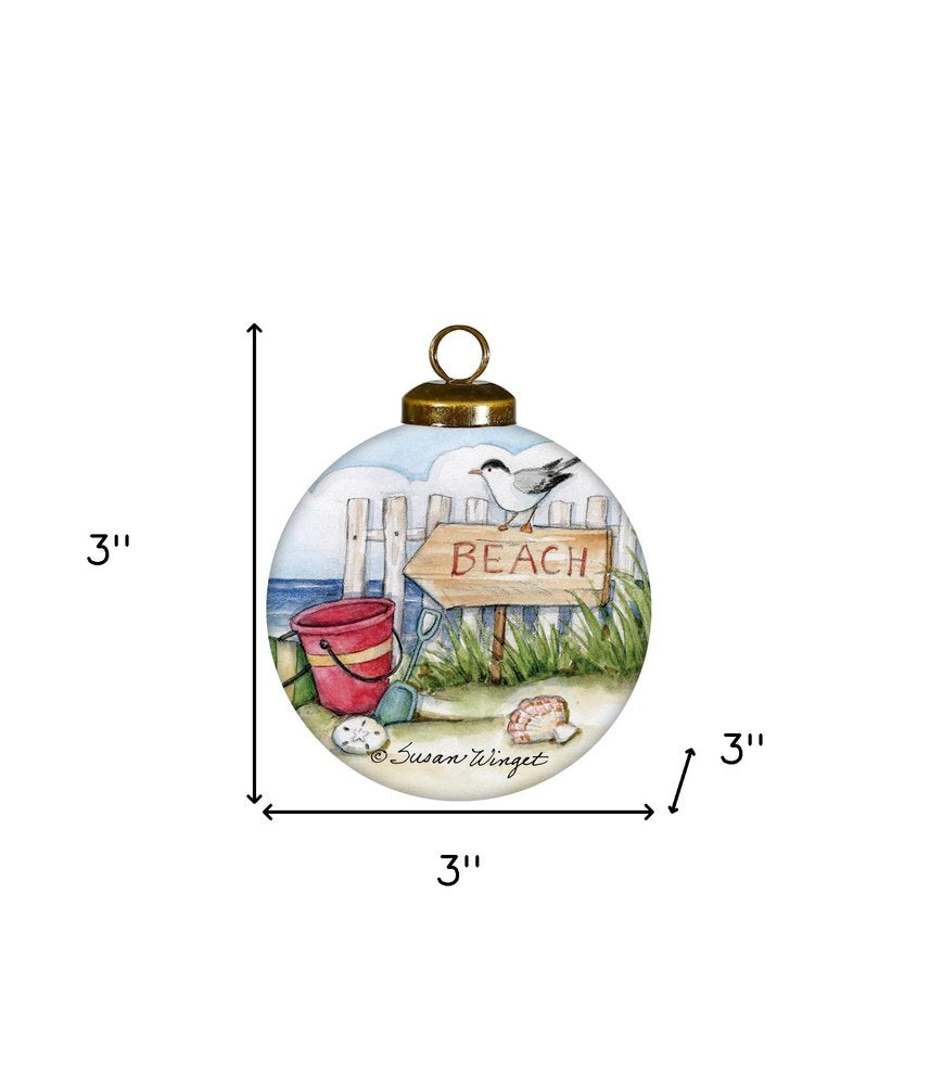 The Best Beach days Hand Painted Red Brown And Green Glass Ball Ornament HomeRoots