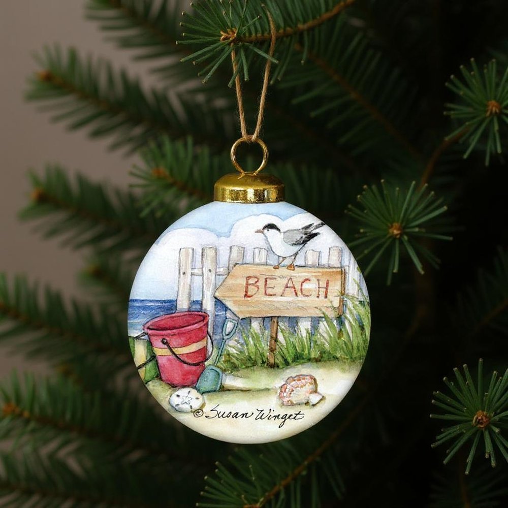 The Best Beach days Hand Painted Red Brown And Green Glass Ball Ornament HomeRoots