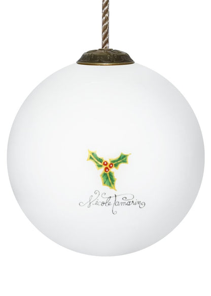 Engagement Hand Painted White And Gold Glass Ball Ornament HomeRoots