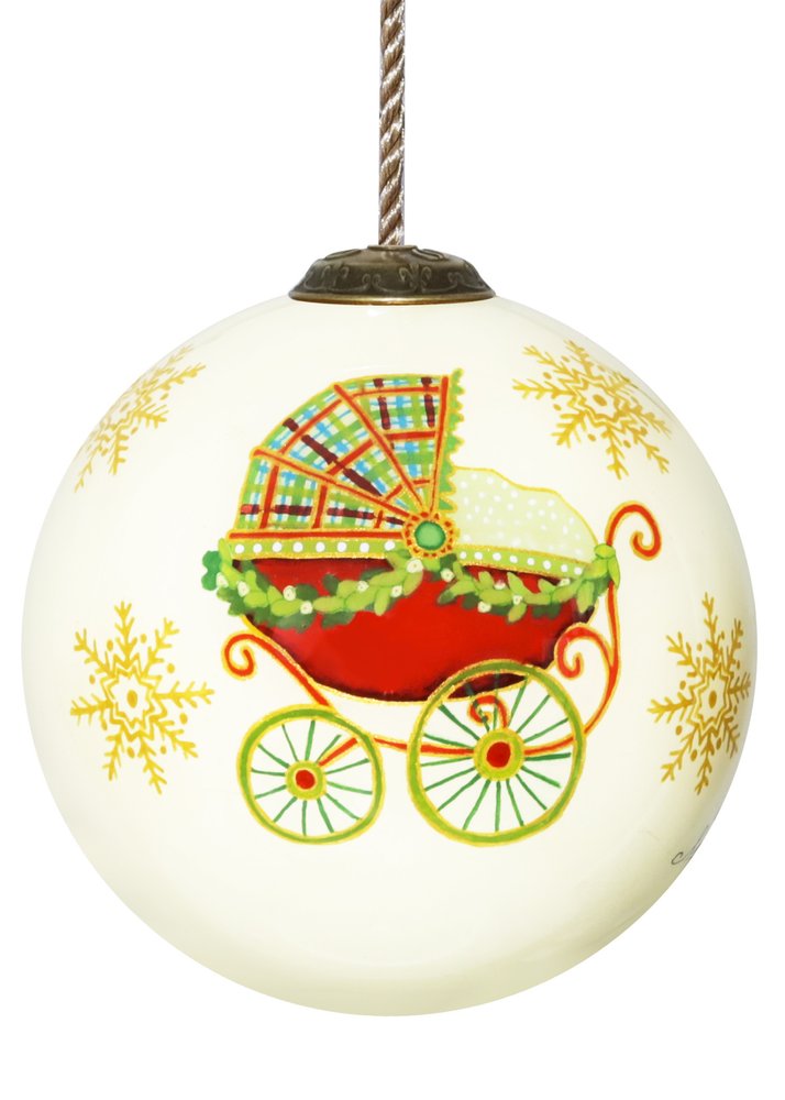 Babyes 1st Christmas Hand Painted White Red And Gold Glass Ball Ornament HomeRoots