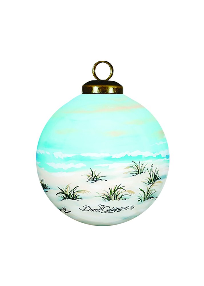 Life is better at the beach Hand Painted Blue Green And Black Glass Ball Ornament HomeRoots