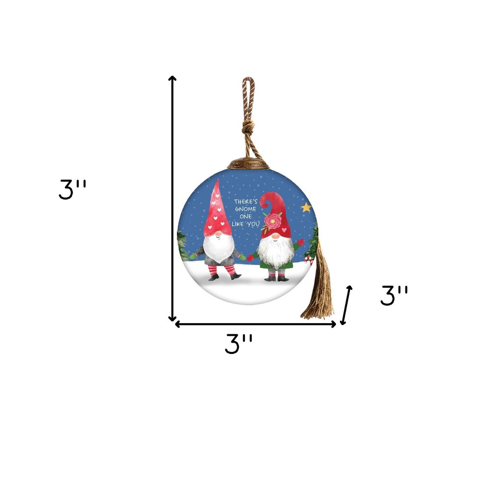 Snowman and Forest Animal Hand Painted Blue White And Green Glass Ball Ornament HomeRoots