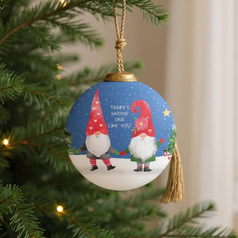 Snowman and Forest Animal Hand Painted Blue White And Green Glass Ball Ornament HomeRoots