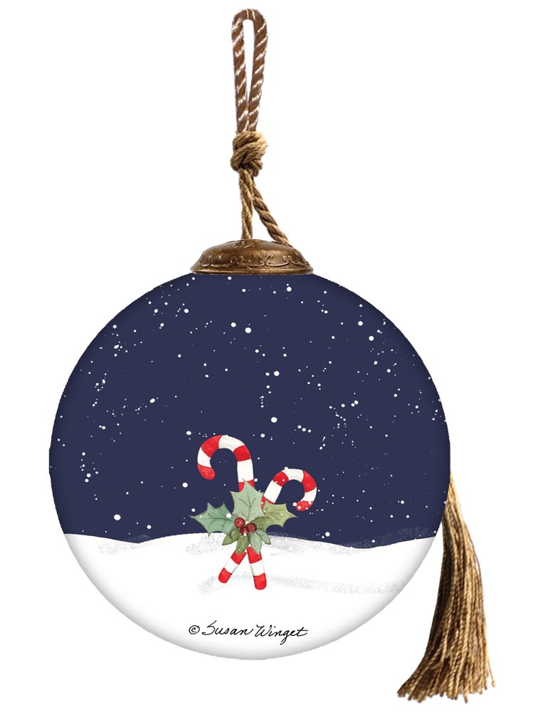 Let It Snow Hand Painted Blue White And Red Glass Ball Ornament HomeRoots