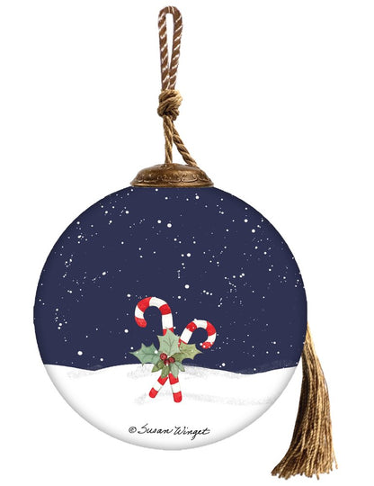 Let It Snow Hand Painted Blue White And Red Glass Ball Ornament HomeRoots
