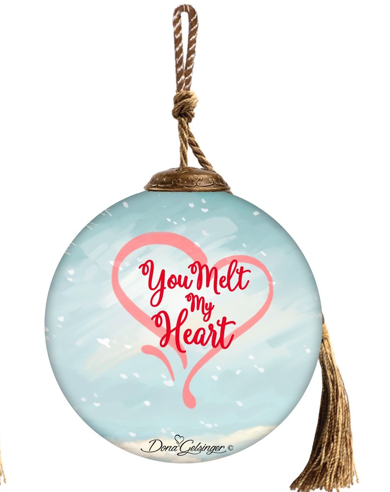 You Melt My Heart Snowman Hand Painted Red Blue And Green Glass Ball Ornament HomeRoots