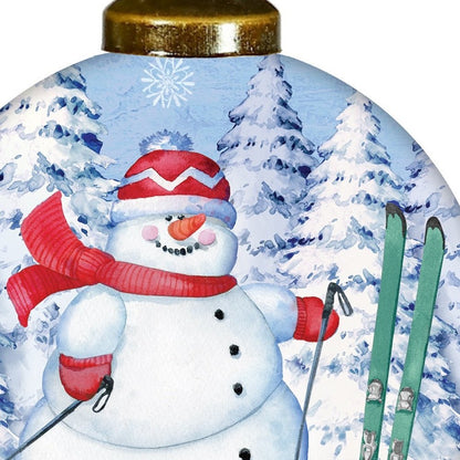 Ski Snowman Hand Painted White Blue And Red Glass Ball Ornament HomeRoots