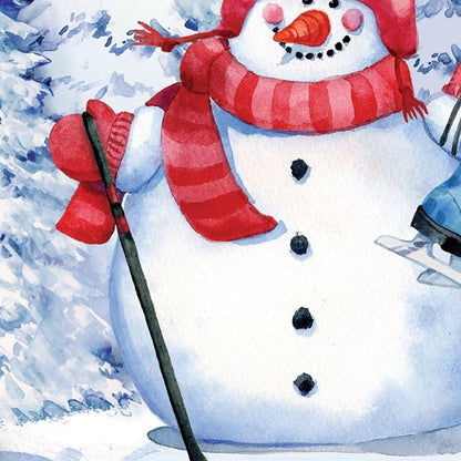 Hockey Snowman Hand Painted White Blue And Red Glass Ball Ornament HomeRoots