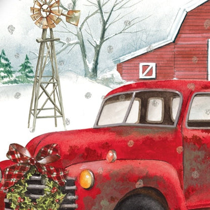 Christmas on the Farm Red Truck Hand Painted Red And White Glass Ball Ornament HomeRoots