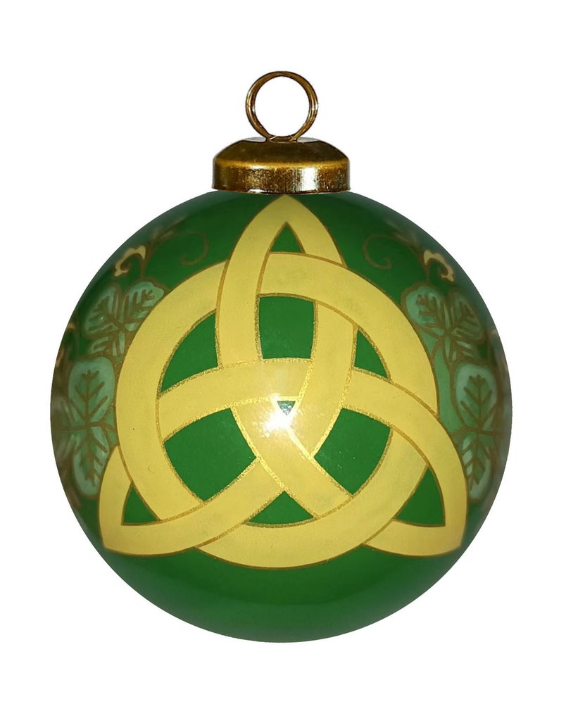 Trinity Knot Hand Painted Yellow And Green Glass Ball Ornament HomeRoots