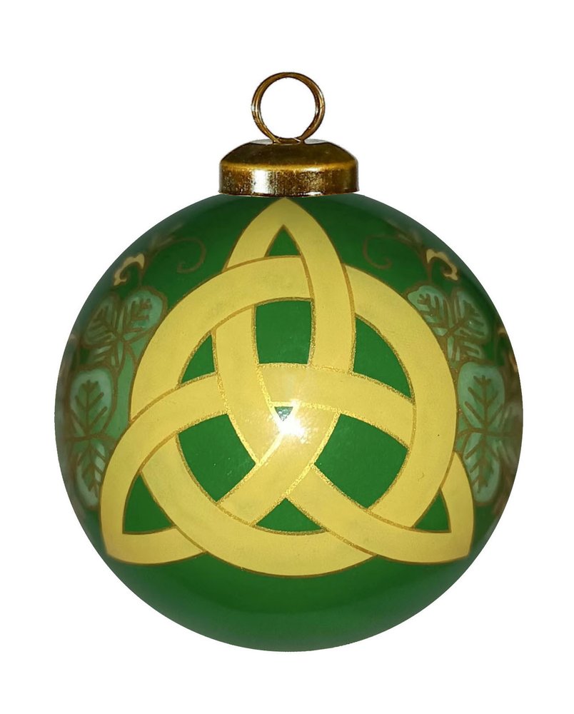 Trinity Knot Hand Painted Yellow And Green Glass Ball Ornament HomeRoots