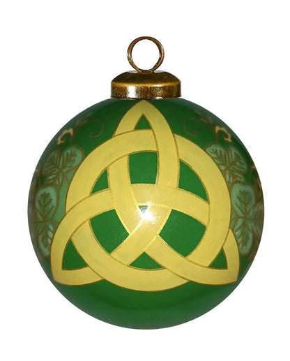 Trinity Knot Hand Painted Yellow And Green Glass Ball Ornament HomeRoots