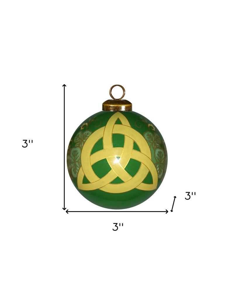 Trinity Knot Hand Painted Yellow And Green Glass Ball Ornament HomeRoots