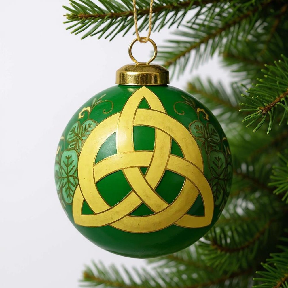 Trinity Knot Hand Painted Yellow And Green Glass Ball Ornament HomeRoots