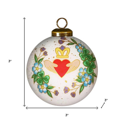 Claddagh Irish Hand Painted Green White And Red Glass Ball Ornament HomeRoots