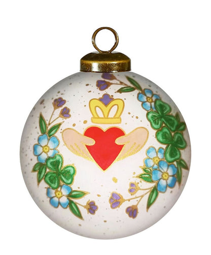 Claddagh Irish Hand Painted Green White And Red Glass Ball Ornament HomeRoots