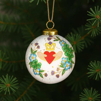 Claddagh Irish Hand Painted Green White And Red Glass Ball Ornament HomeRoots