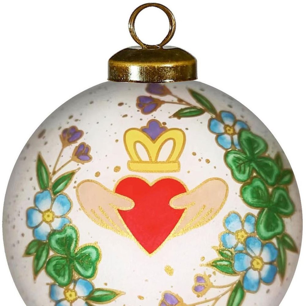 Claddagh Irish Hand Painted Green White And Red Glass Ball Ornament HomeRoots