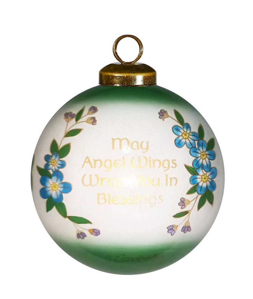 Angel Blessings Irish Hand Painted Green White And Red Glass Ball Ornament HomeRoots
