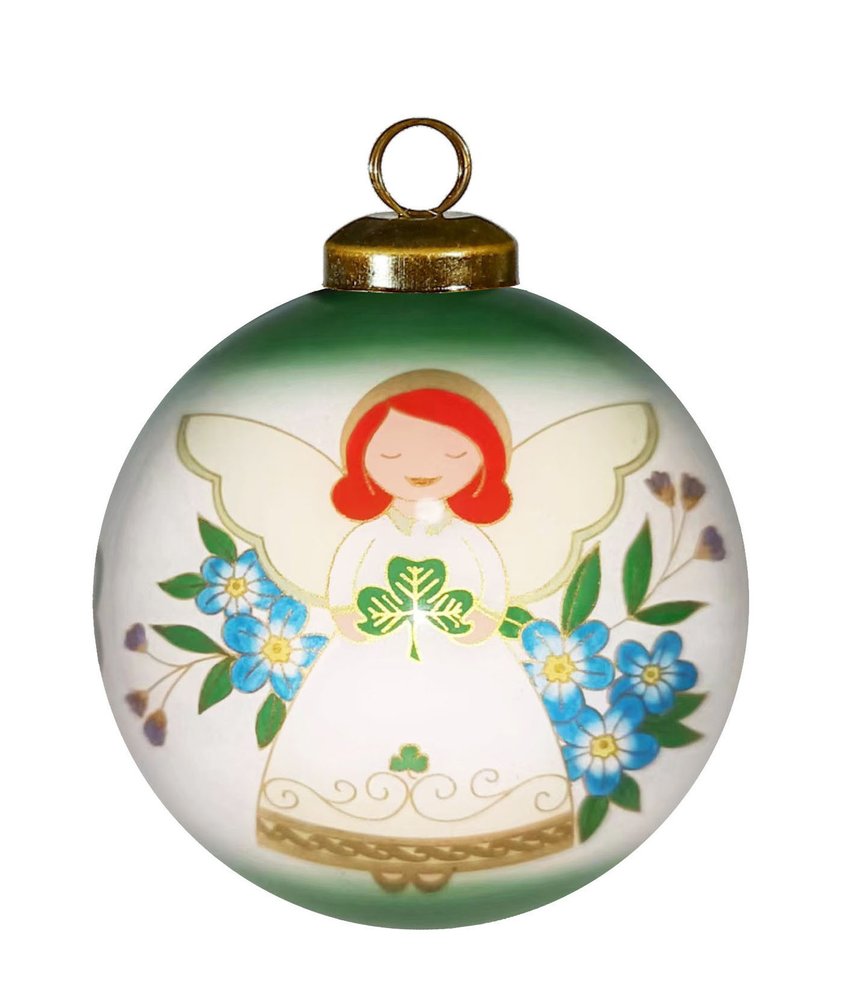 Angel Blessings Irish Hand Painted Green White And Red Glass Ball Ornament HomeRoots