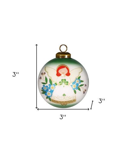 Angel Blessings Irish Hand Painted Green White And Red Glass Ball Ornament HomeRoots