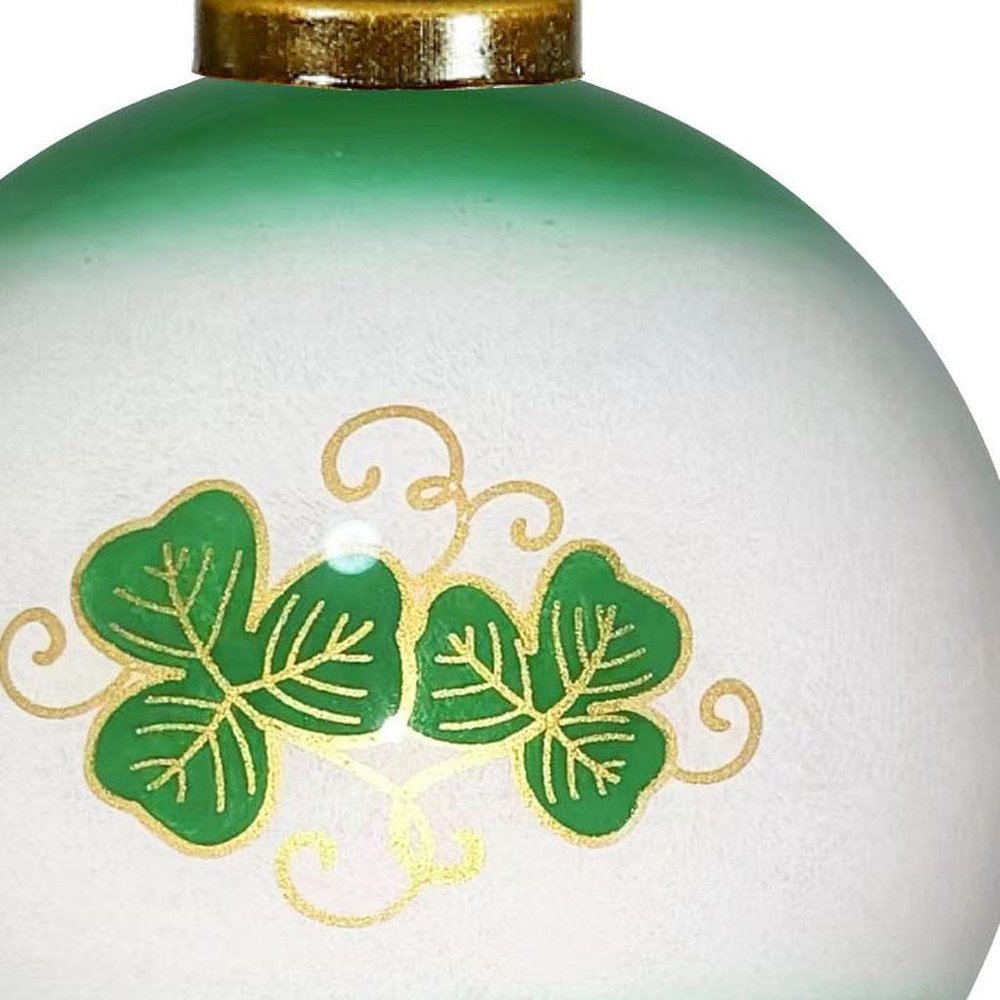 Love Irish Hand Painted Green White And Red Glass Ball Ornament HomeRoots