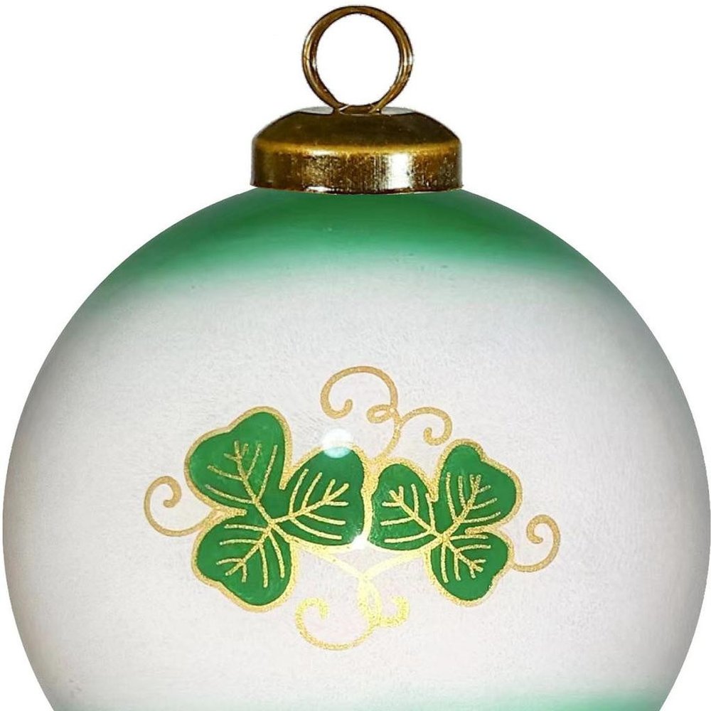 Love Irish Hand Painted Green White And Red Glass Ball Ornament HomeRoots