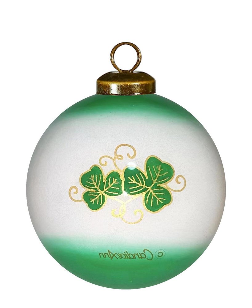 Love Irish Hand Painted Green White And Red Glass Ball Ornament HomeRoots