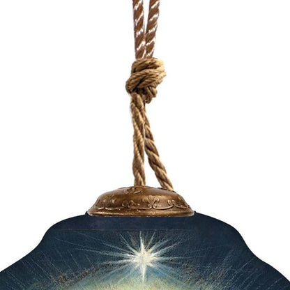 Joy to the World Hand Painted Blue And Brown Glass Finial Ornament HomeRoots