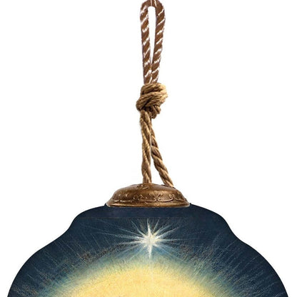 Joy to the World Hand Painted Blue And Brown Glass Finial Ornament HomeRoots
