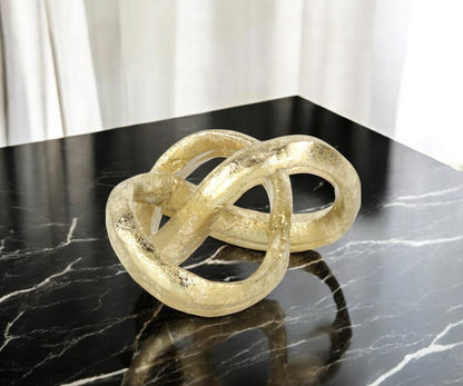 6" Gold Cast Iron Modern Abstract Infinity Knot Tabletop Sculpture HomeRoots