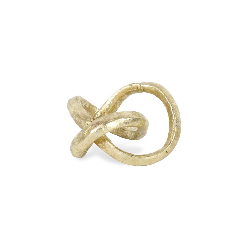 6" Gold Cast Iron Modern Abstract Infinity Knot Tabletop Sculpture HomeRoots