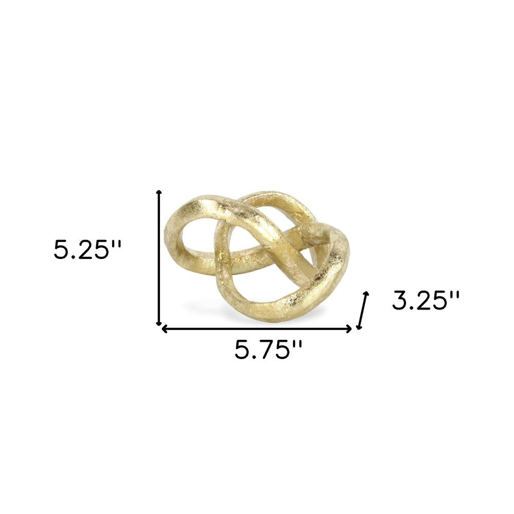 6" Gold Cast Iron Modern Abstract Infinity Knot Tabletop Sculpture HomeRoots