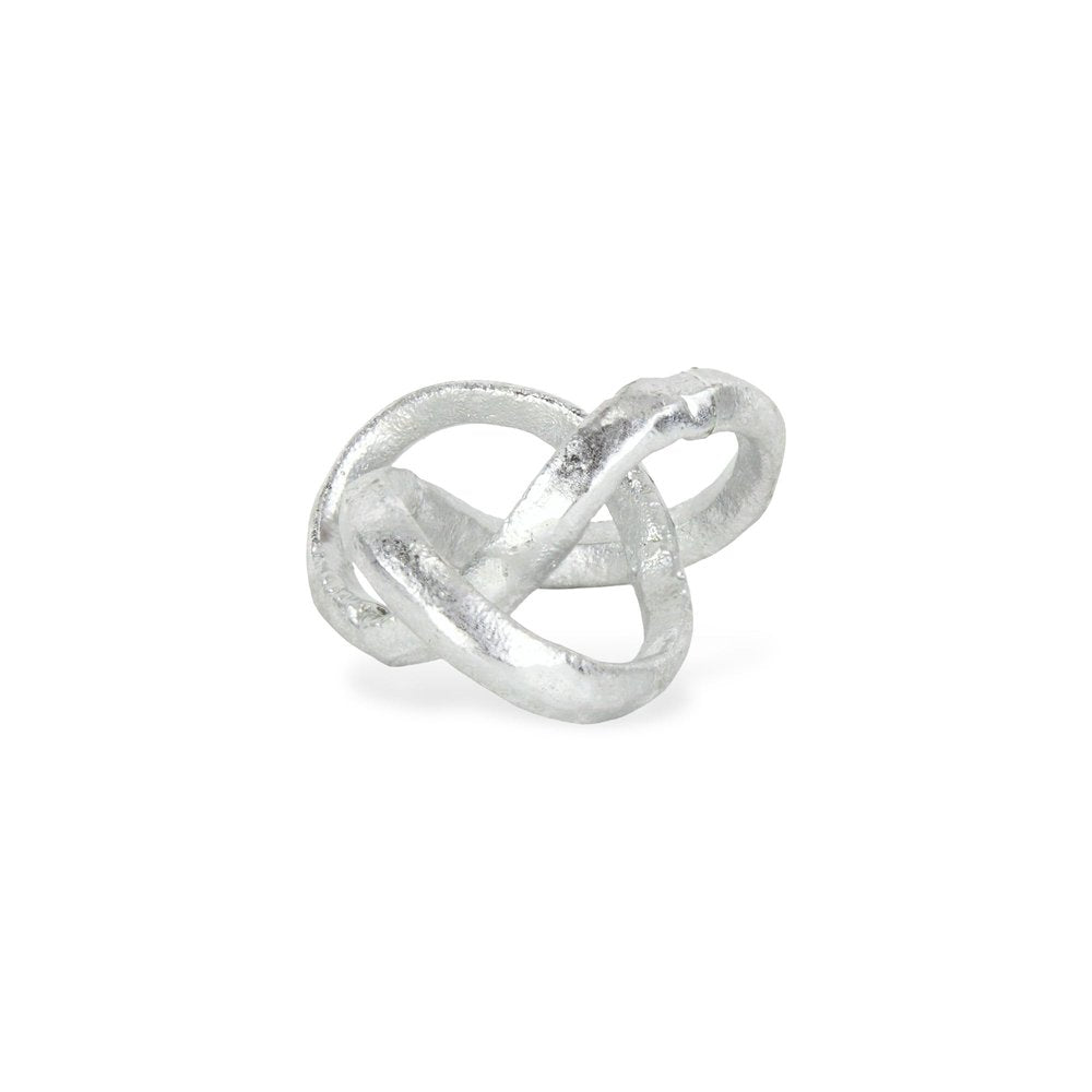 6" Silver Cast Iron Modern Abstract Infinity Knot Tabletop Sculpture HomeRoots
