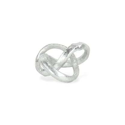 6" Silver Cast Iron Modern Abstract Infinity Knot Tabletop Sculpture HomeRoots