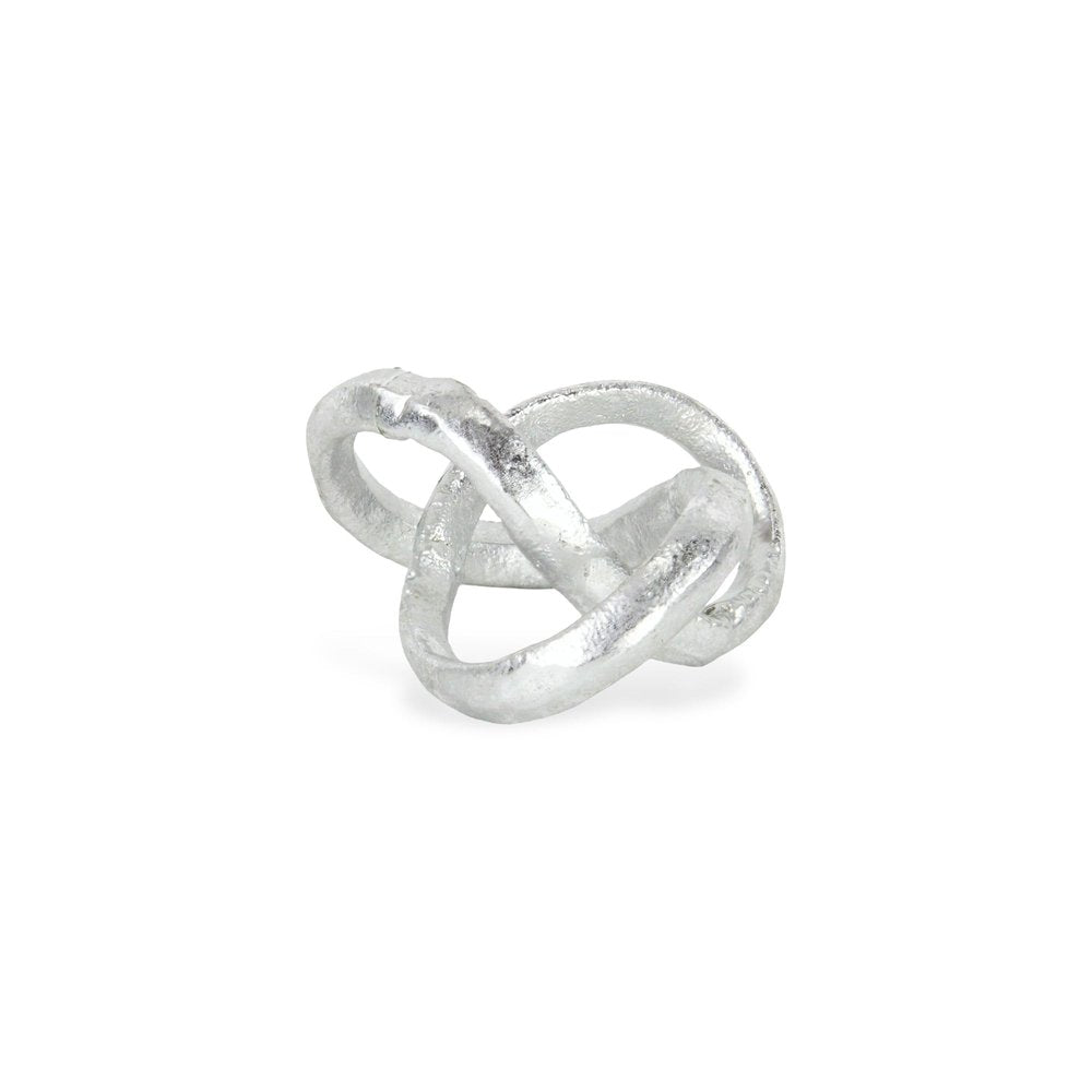 6" Silver Cast Iron Modern Abstract Infinity Knot Tabletop Sculpture HomeRoots