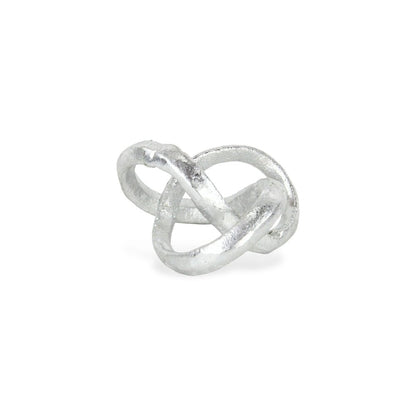 6" Silver Cast Iron Modern Abstract Infinity Knot Tabletop Sculpture HomeRoots
