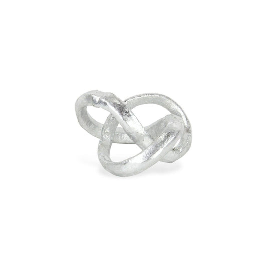 6" Silver Cast Iron Modern Abstract Infinity Knot Tabletop Sculpture HomeRoots