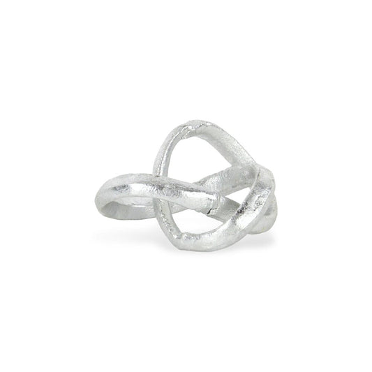 6" Silver Cast Iron Modern Abstract Infinity Knot Tabletop Sculpture HomeRoots