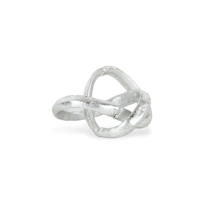 6" Silver Cast Iron Modern Abstract Infinity Knot Tabletop Sculpture HomeRoots