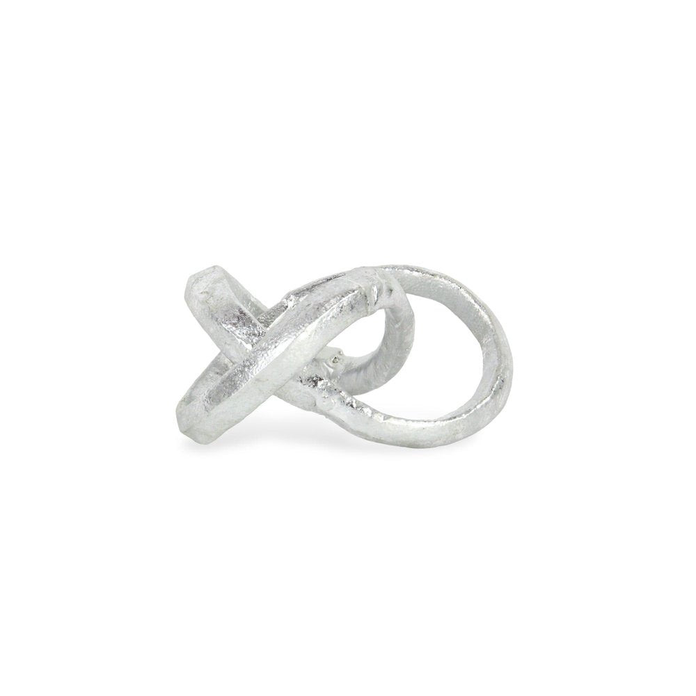 6" Silver Cast Iron Modern Abstract Infinity Knot Tabletop Sculpture HomeRoots
