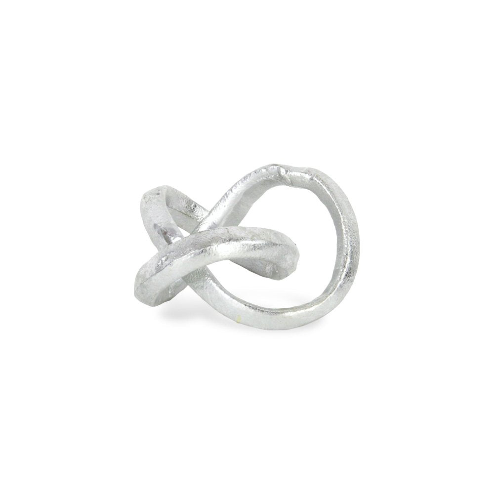 6" Silver Cast Iron Modern Abstract Infinity Knot Tabletop Sculpture HomeRoots