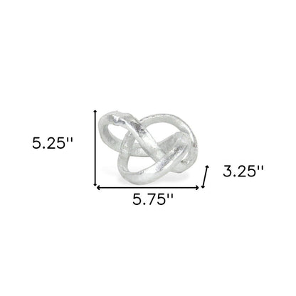 6" Silver Cast Iron Modern Abstract Infinity Knot Tabletop Sculpture HomeRoots