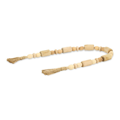 40" Brown Wood Beads And Rope Decorative Tassel HomeRoots