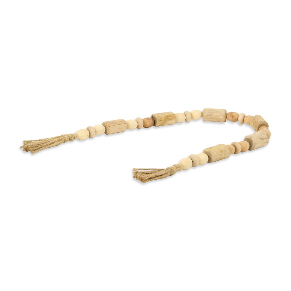 40" Brown Wood Beads And Rope Decorative Tassel HomeRoots