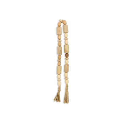40" Brown Wood Beads And Rope Decorative Tassel HomeRoots