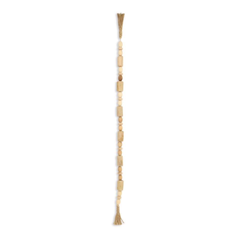 40" Brown Wood Beads And Rope Decorative Tassel HomeRoots